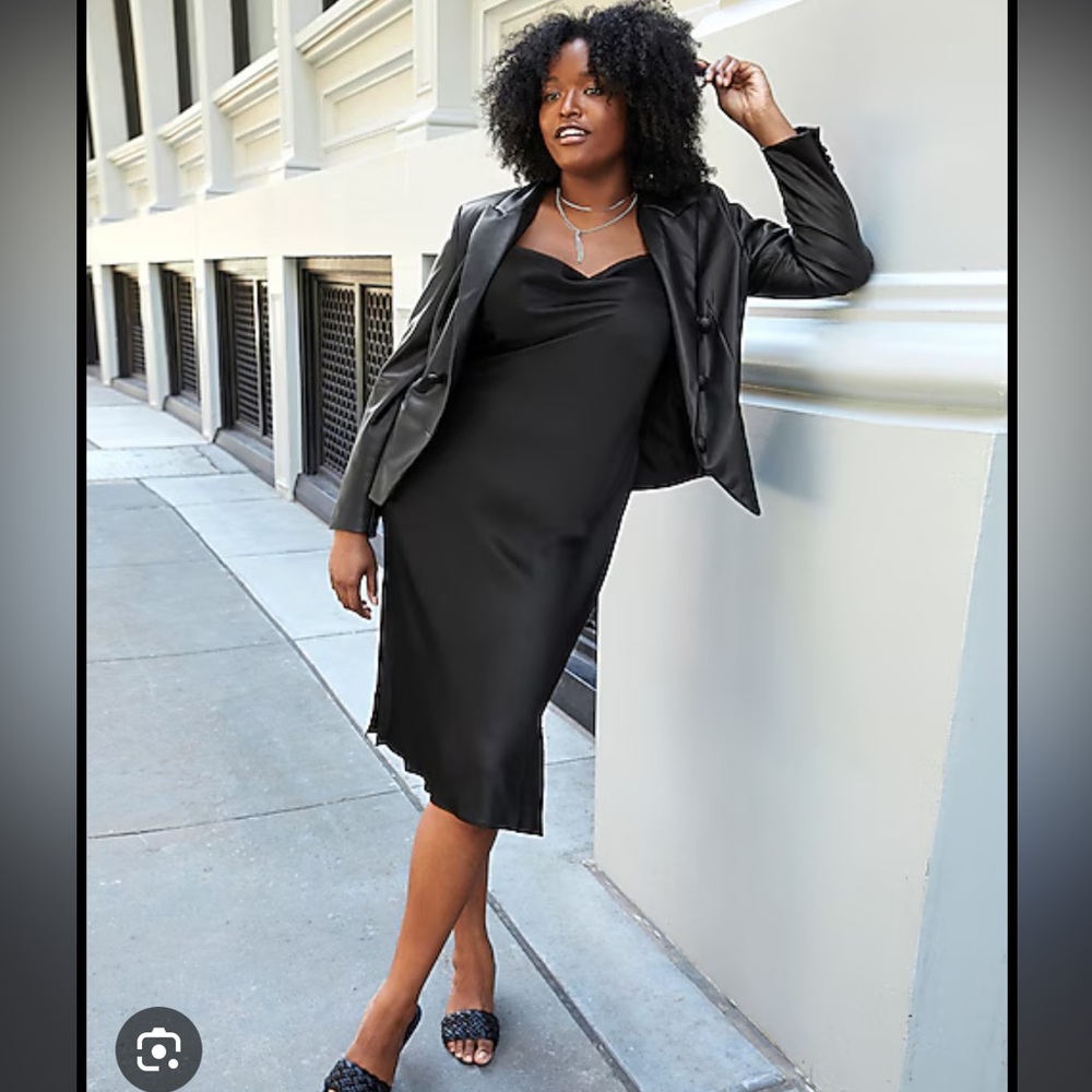 NWT Express Satin Cowl Neck Slip Midi Dress